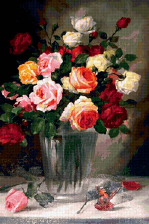 №170298 - букет, цветы, ваза, розы - предпросмотр