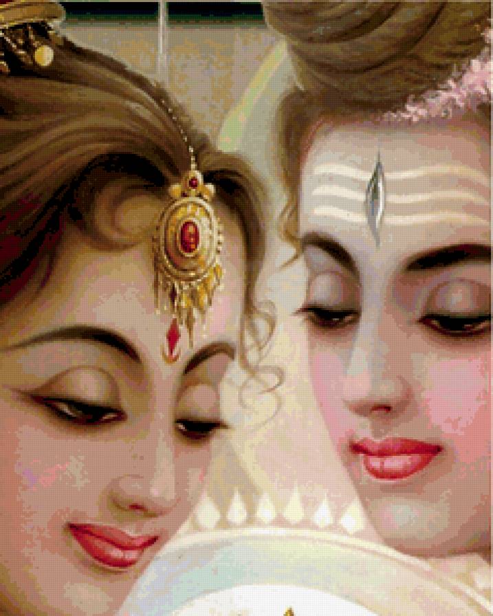 Боги Индии (триптих) - 2 верх - эпос, картина, легенды, индуизм, индийская религия - предпросмотр