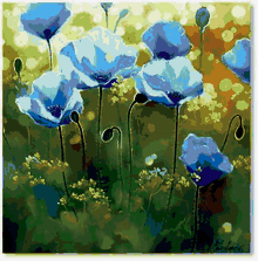 Голубые маки - маки, цветы - предпросмотр