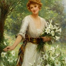 Оригинал схемы вышивки «женщина с лилиями» (№170591)