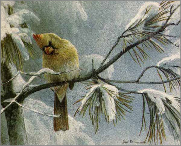 Серия "Птицы" - зима, пейзаж, птицы - оригинал