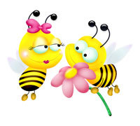 влюблённые пчелки - пчелы, пара, влюбленные - оригинал