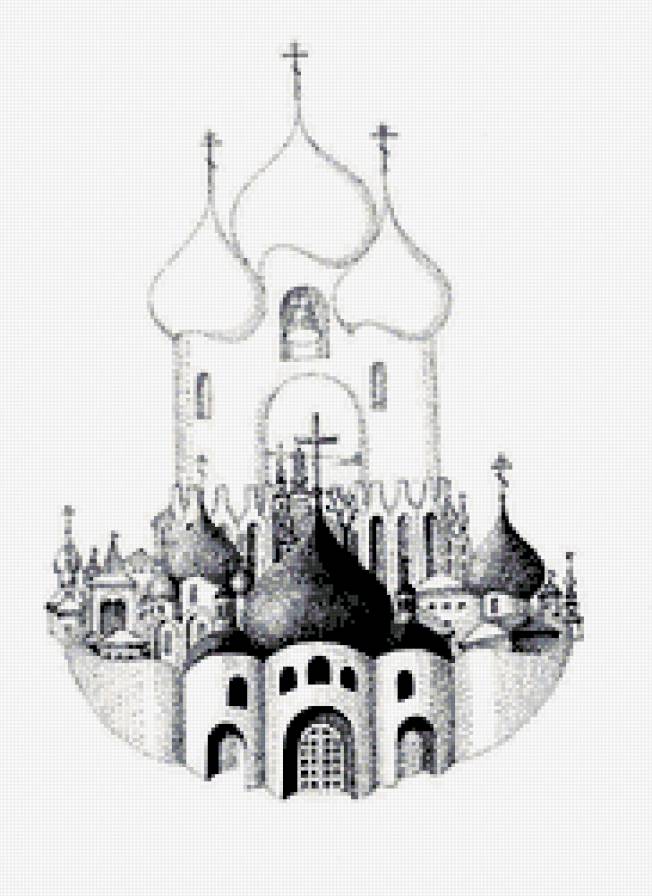 вся Русь - здания, религия, монохром, храмы - предпросмотр