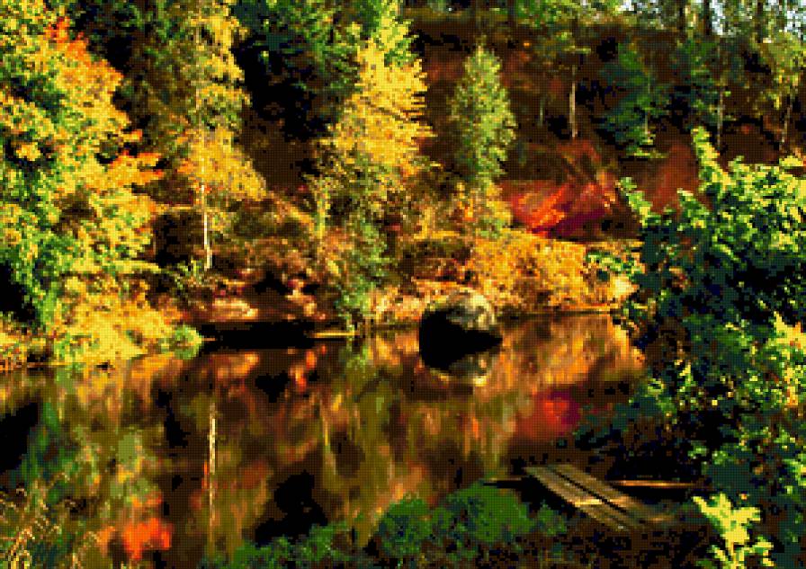 Пейзаж - картина, пейзаж, природа, озеро, лес - предпросмотр