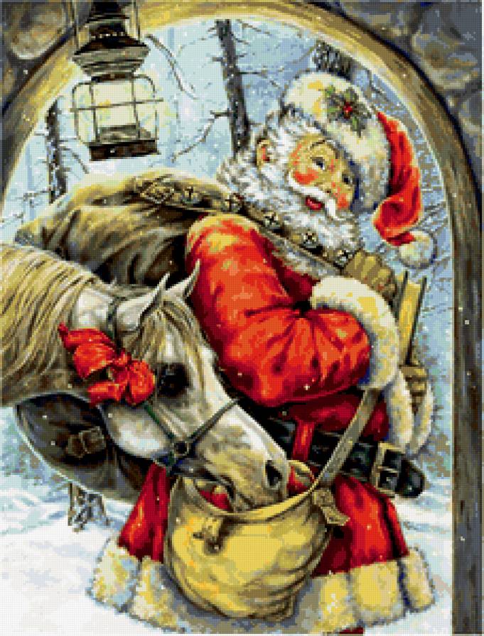 новогоднее - дед мороз, лошадь - предпросмотр