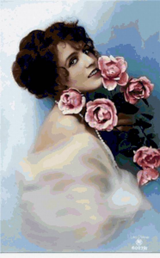 Серия "Портрет" - девушка, розы, цветы - предпросмотр