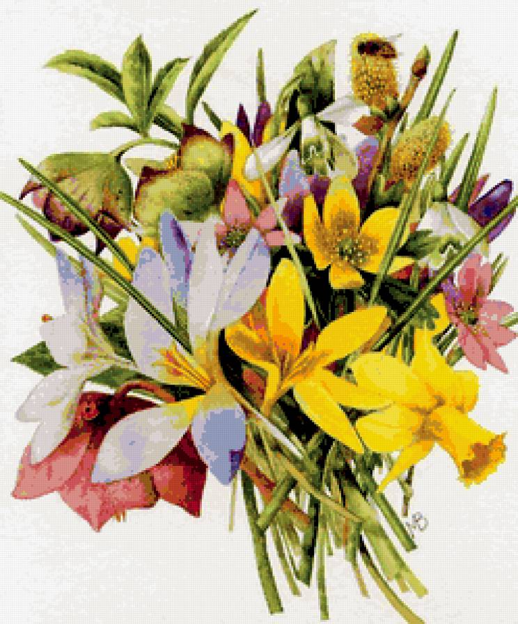 Цветы - рисунок, букет, цветы, подарок, красота - предпросмотр