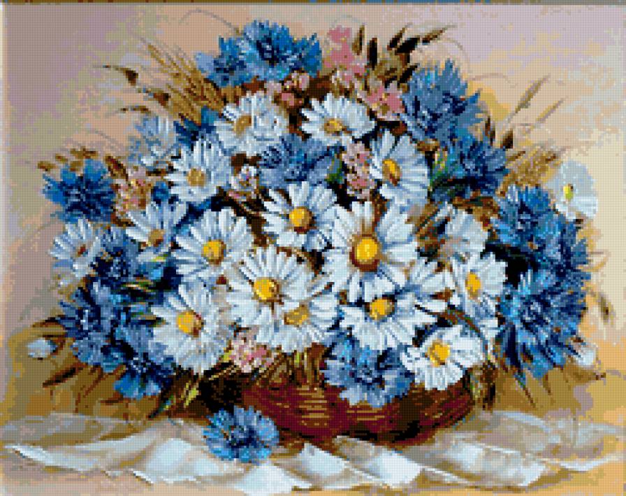 ромашки с васильками - цветы - предпросмотр