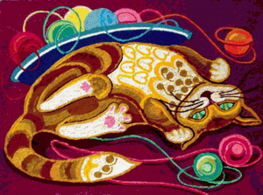 кот с нитками - кот - предпросмотр