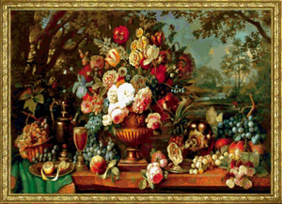 Натюрморт - натюрморт, картина, цветы, красота, букет, розы, ваза - предпросмотр
