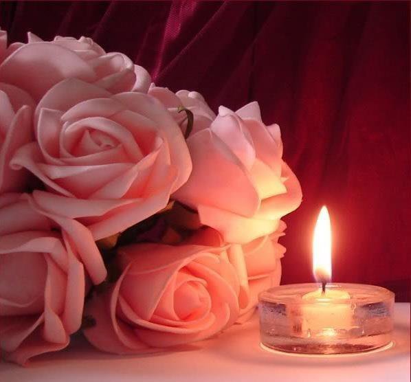 розы и свеча - цветы, розы - оригинал