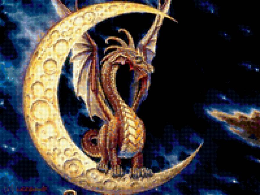 дракон - луна, фентези, драконы - предпросмотр