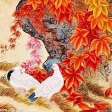 Схема вышивки «Осенние голуби»