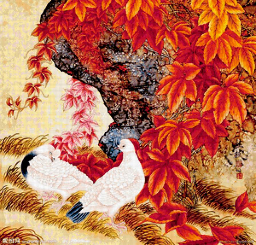 Осенние голуби - китай, осень, голуби - предпросмотр