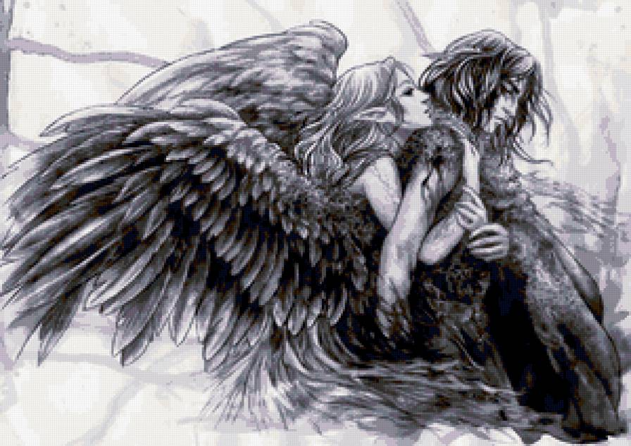 Серия ФЕИ И ЭЛЬФЫ - графика, фэнтези, эльф, двое, любовь - предпросмотр