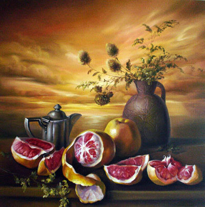 Голландский натюрморт с грейпфрутом - для кухни, натюрморт - оригинал