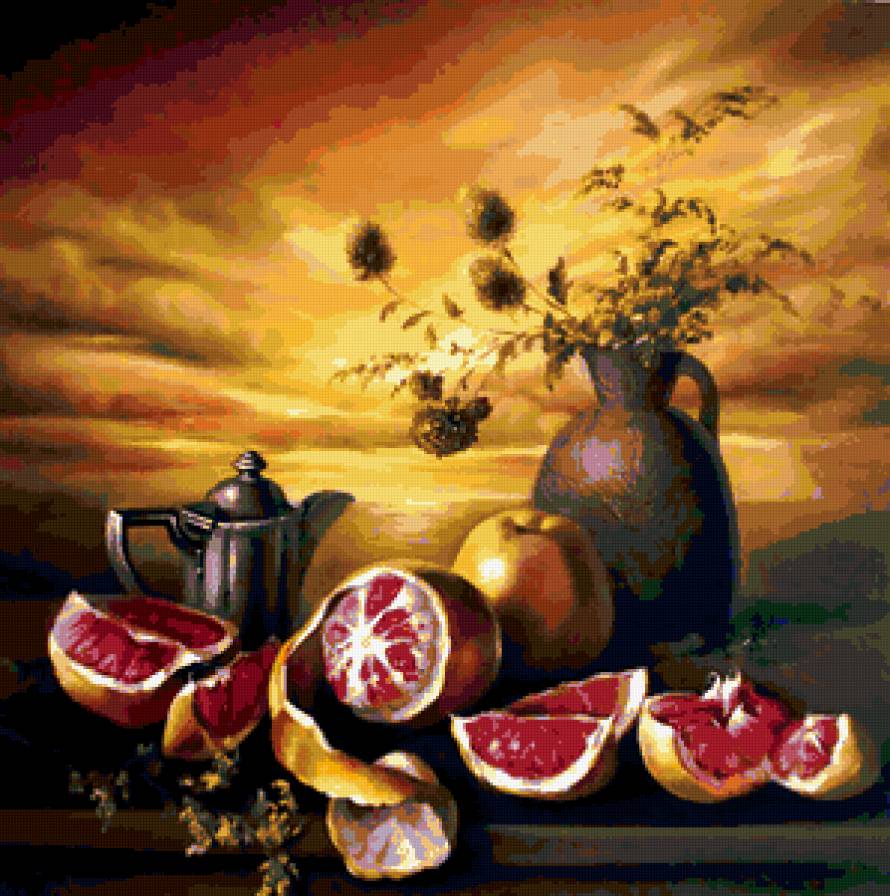 Голландский натюрморт с грейпфрутом - для кухни, натюрморт - предпросмотр