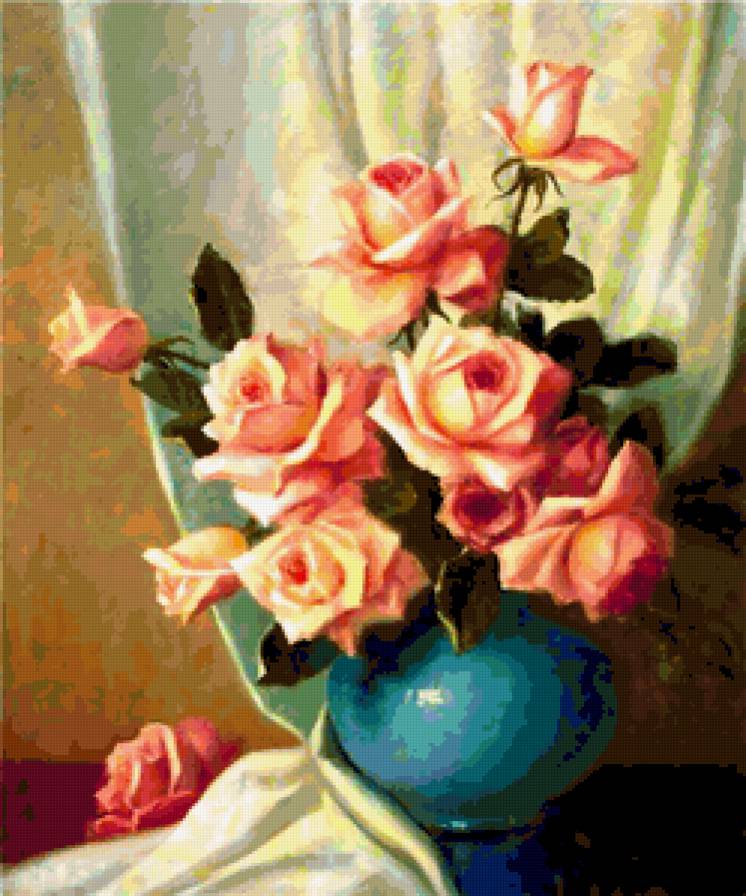 7645765 - розы, цветы, роза, букет, цветок, ваза, дом, домик - предпросмотр