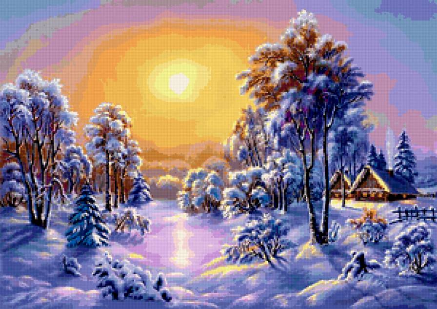 зимний вечер - природа - предпросмотр