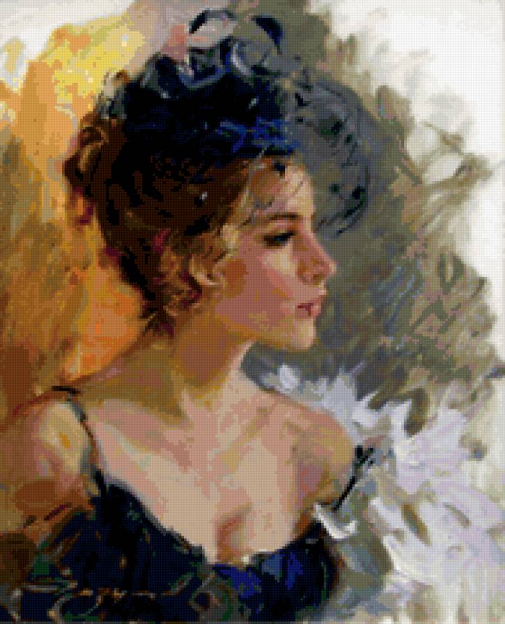 Красотка в черном - портрет, красотка - предпросмотр