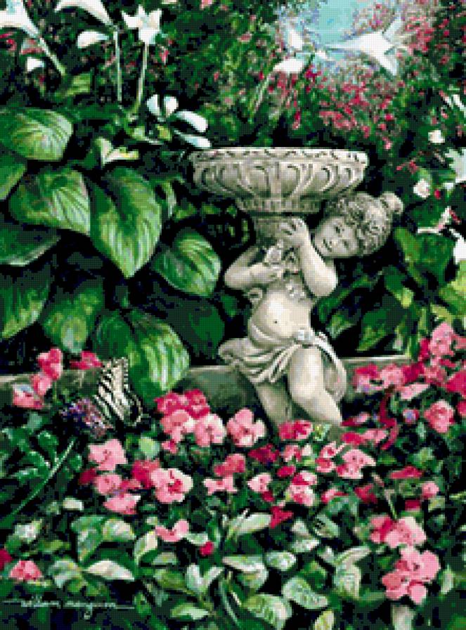 76597 - девушка, девушки, бабочки, дети, ваза, дерево, деревья, бабочка, природа - предпросмотр