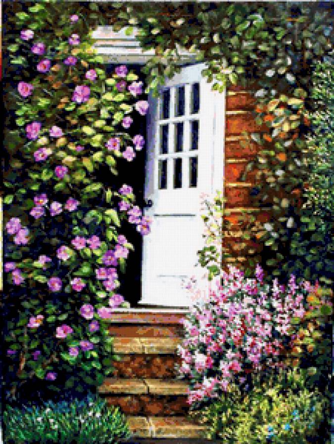 75223 - розы, деревья, домик, дерево, цветы, дом - предпросмотр