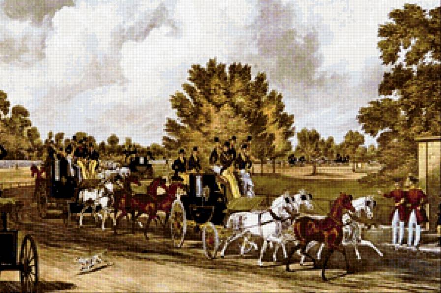 скачки - коляска, экипаж, упряжка, лошади, карета - предпросмотр