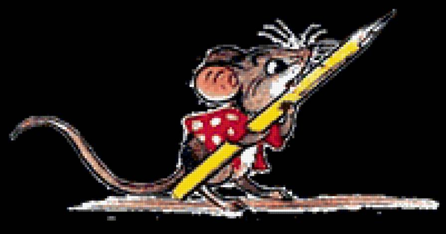 Мышонок с карандашом - мышка - предпросмотр