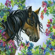 Оригинал схемы вышивки «серия "лошади и цветы"» (№175154)