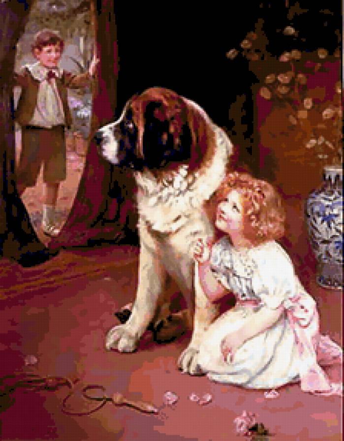 Arthur John Elsley - живопис, собачки, діти - предпросмотр