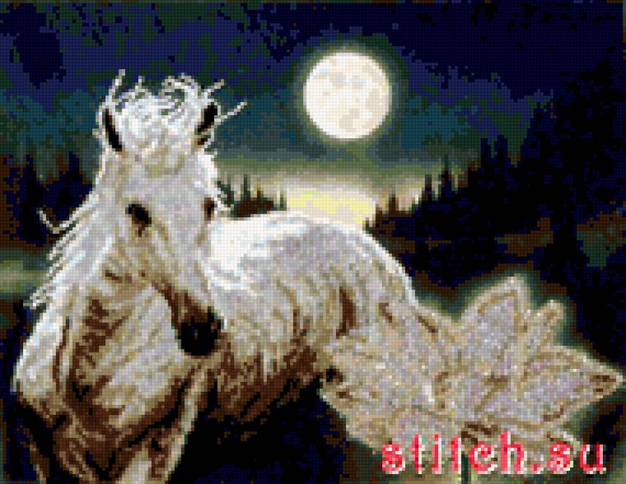 Лунная соната - лошадь, луна, ночь - предпросмотр