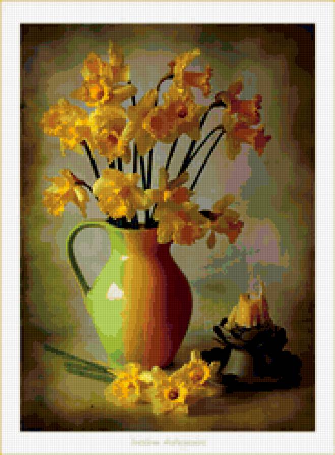 натюрморт - свеча, цветы, натюрморт - предпросмотр