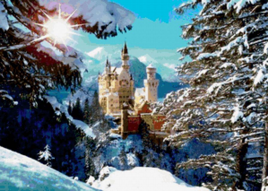 Замок Нойшванштайн - замки мира, дворцы, горы, замки, горный пейзаж - предпросмотр