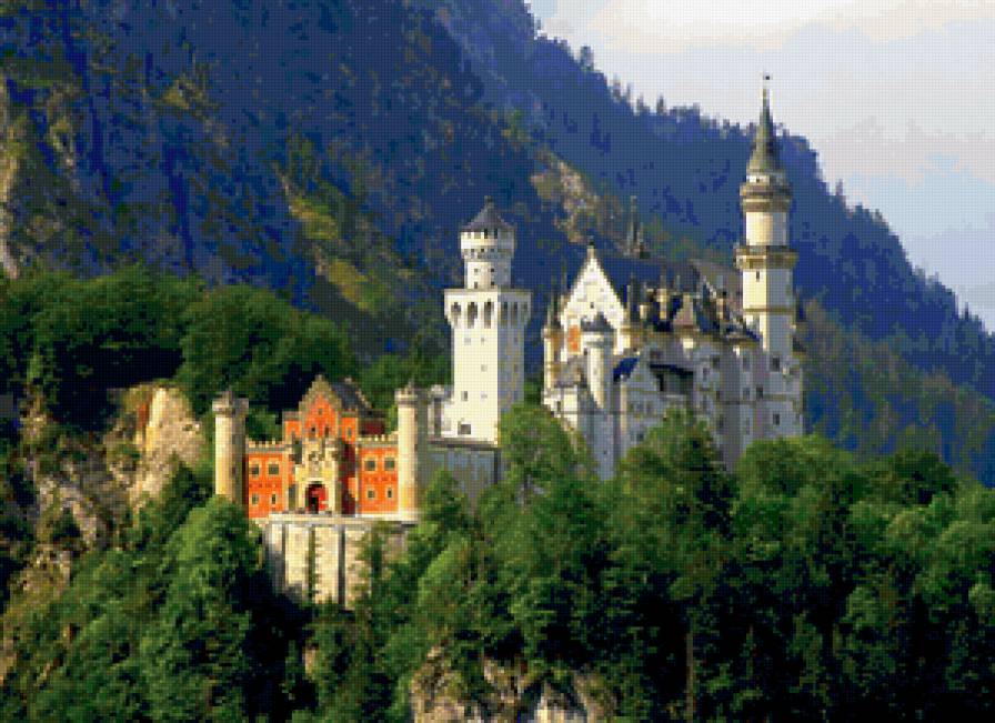 Замок Нойшванштайн - горы, замки мира, горный пейзаж, замки, дворцы - предпросмотр