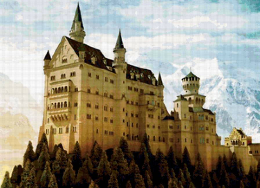 Замок Нойшванштайн - замки мира, горы, горный пейзаж, дворцы, замки - предпросмотр