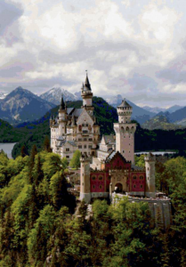 Замок Нойшванштайн - замки мира, горный пейзаж, горы, дворцы, замки - предпросмотр