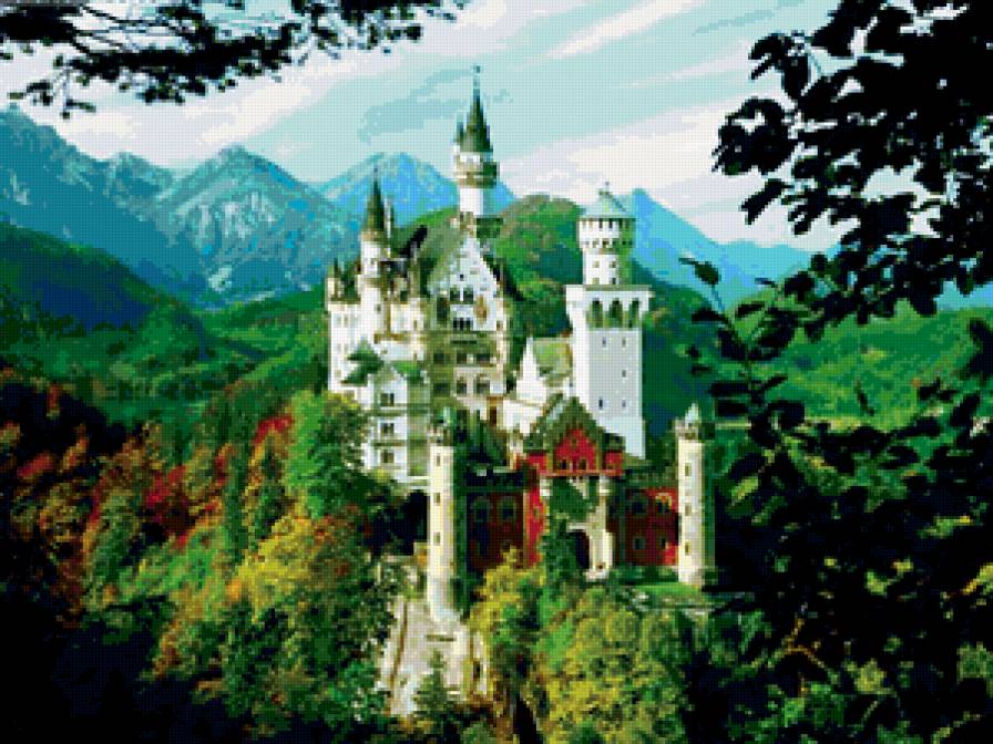 Замок Нойшванштайн - горный пейзаж, дворцы, горы, замки, замки мира - предпросмотр