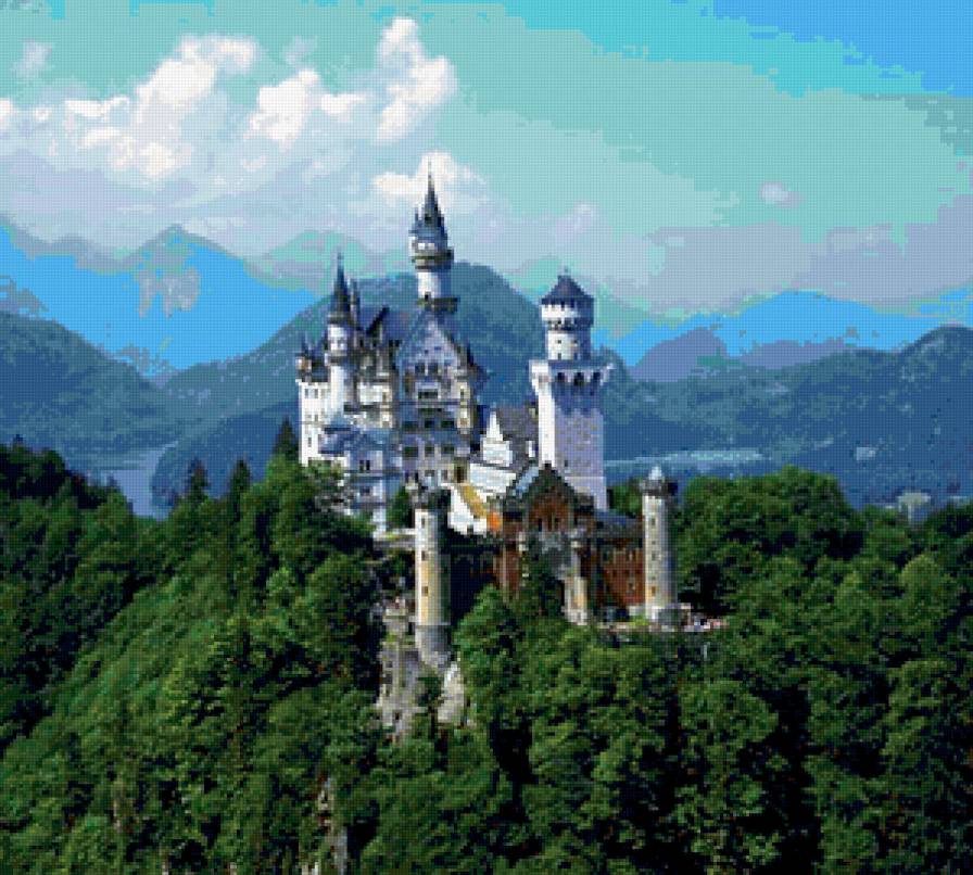 Замок Нойшванштайн - замки мира, горный пейзаж, горы, дворцы, замки - предпросмотр