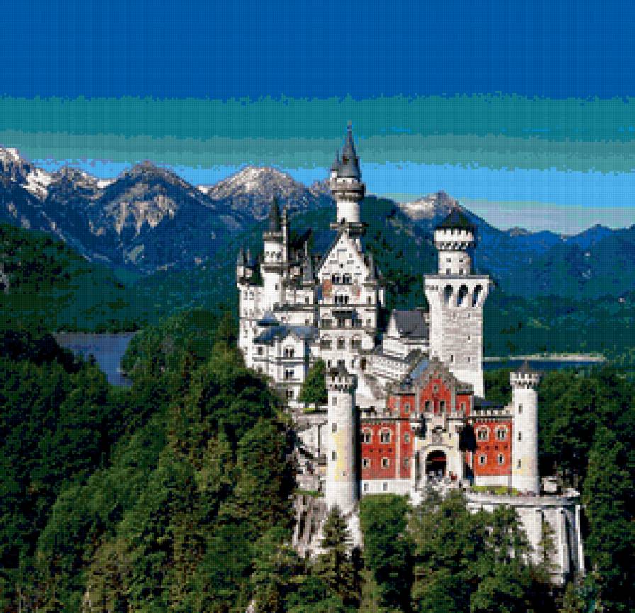 Замок Нойшванштайн - дворцы, горы, горный пейзаж, замки мира, замки - предпросмотр