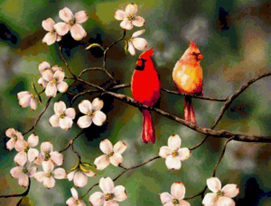 89725 - цветы, птица, букет, птицы, цветок, розы - предпросмотр