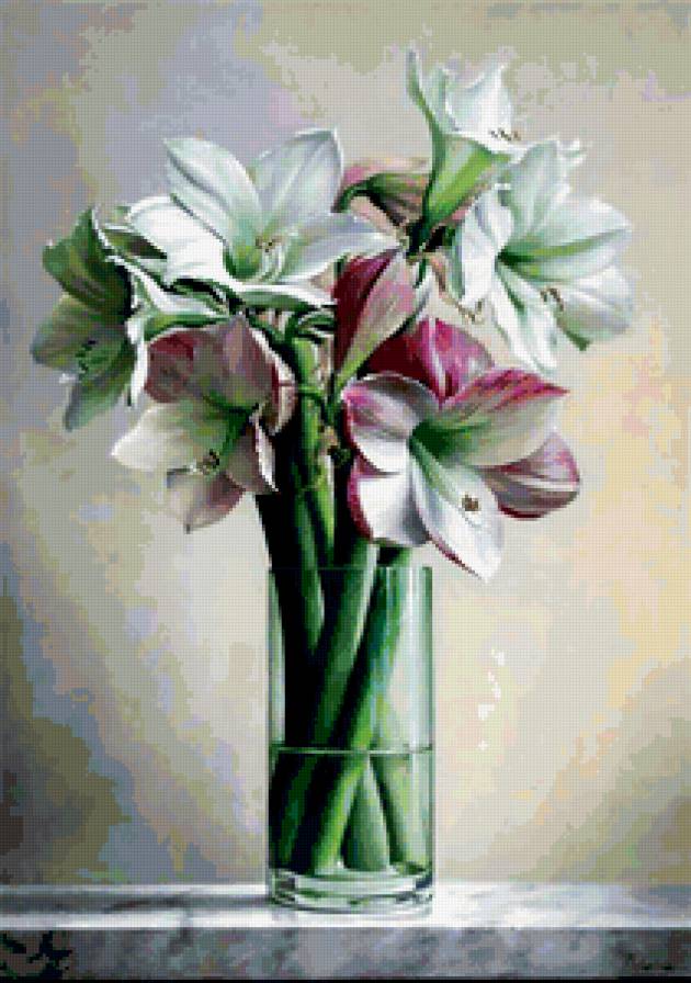 Лилии - ваза, лилии, букет, цветы - предпросмотр
