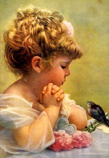 Девочка и птичка - дети, девочка, картина, птица, детки, птичка - оригинал