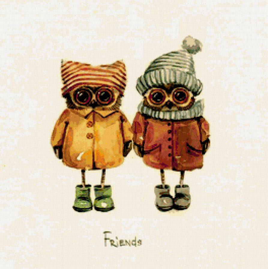 Совы Инги Пальцер - птицы, совы, кратинки - предпросмотр