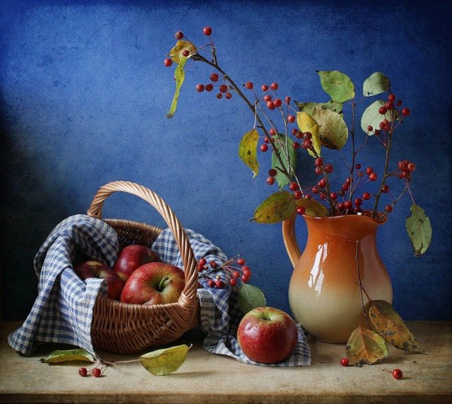 натюрморт - натюрморт, яблоки, фрукты - оригинал