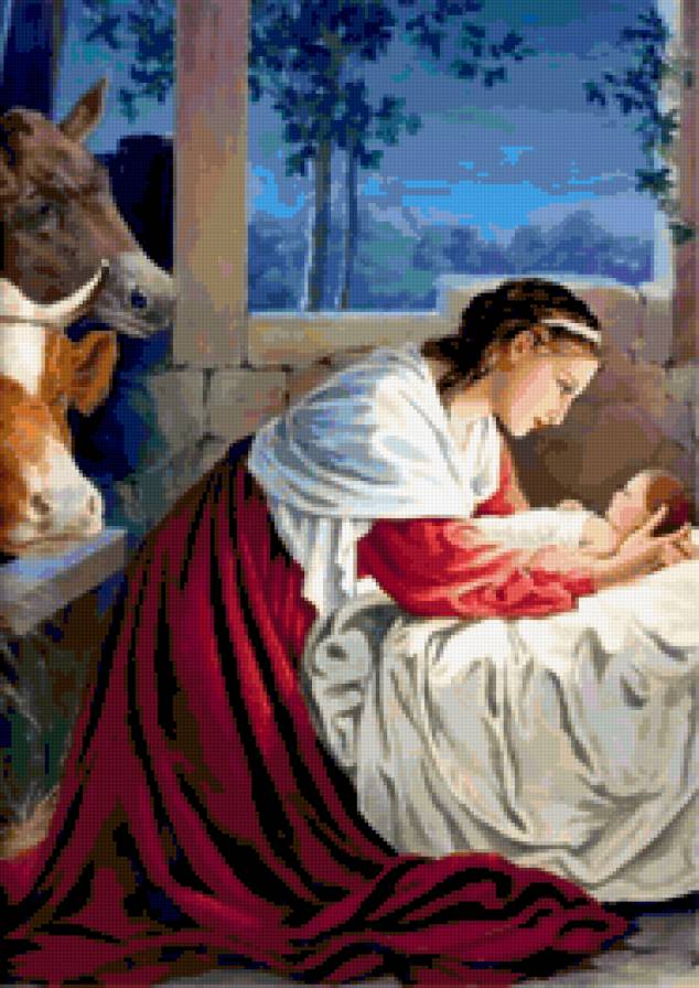 Рождение Иисуса - живопись - предпросмотр