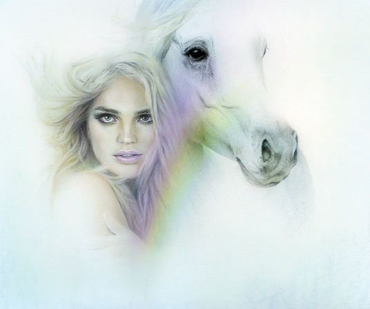 Девушка и конь - девушка, конь, портрет - оригинал