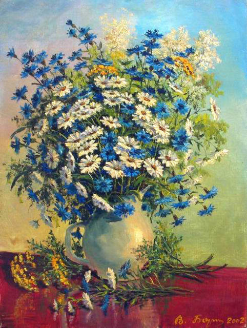 Васильки и ромашки - красота, ро, букеты, васильки, картины, цветы, букет, цветочки - оригинал