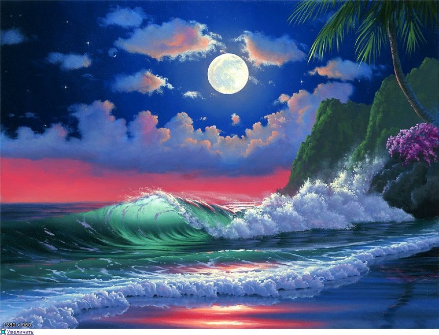 ночное море - море, ночь, райский уголок - оригинал