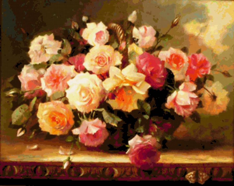 Розы из сада - картина, цветы, розочки, красота, цветочки, розочка, розы, букеты, роза - предпросмотр