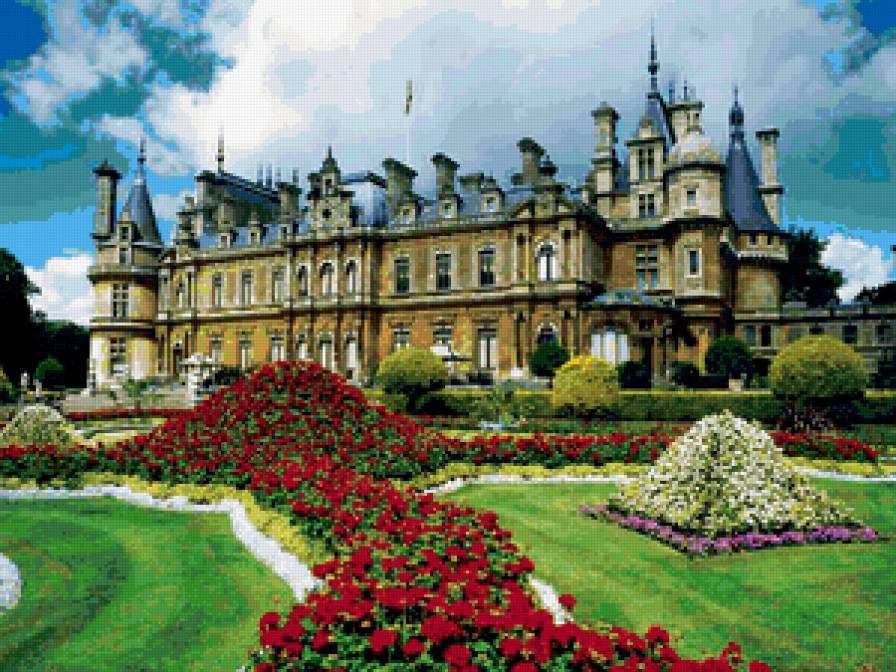 замки мира - сквер, замок, дворцы, усадьба, дворец, особняк, розы - предпросмотр